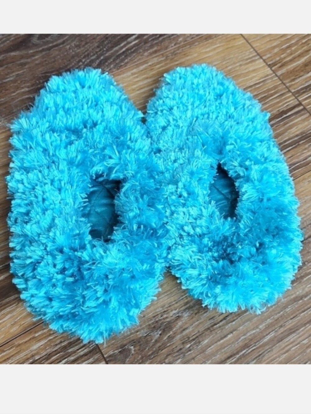 NWOT Teal Blue Green Fuzzy Quilted Knitted Slippers